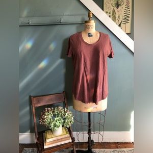 Poetry Scoop Neck T-Shirt Chili Red/Brown Hemp & Organic Cotton Size US 12